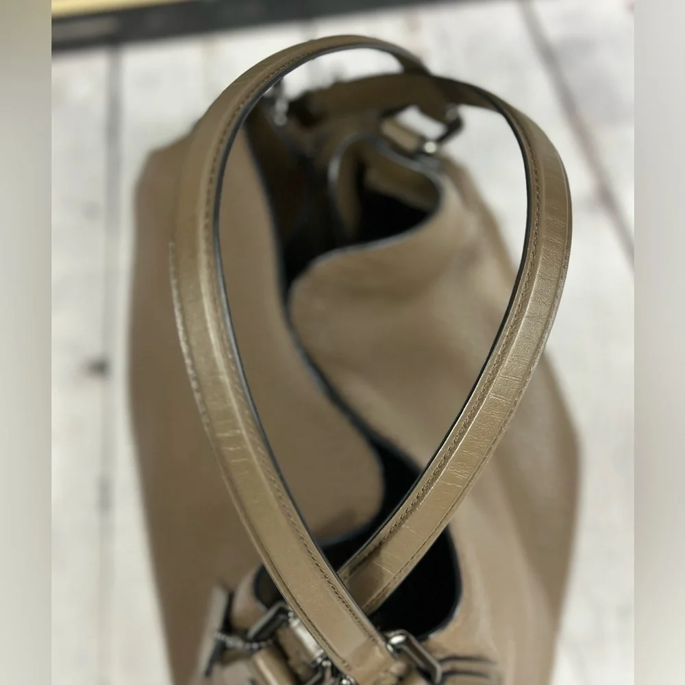 Coach Edie 42 Mixed Leather and Suede Hobo, Fatigue